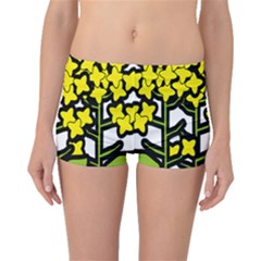 Flower Floral Sakura Yellow Green Leaf Boyleg Bikini Bottoms by Mariart