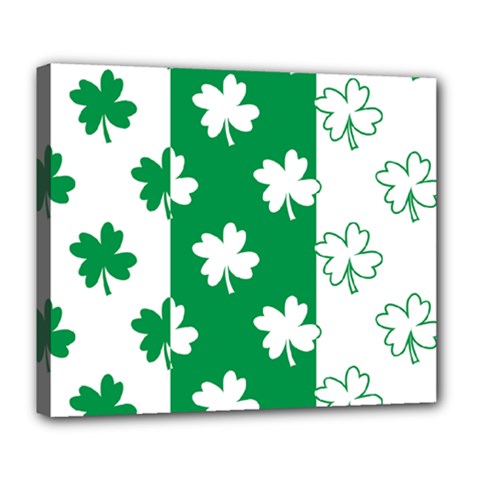 Flower Green Shamrock White Deluxe Canvas 24  X 20  