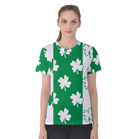 Flower Green Shamrock White Women s Cotton Tee by Mariart