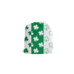 Flower Green Shamrock White Drawstring Pouches (xs)  by Mariart