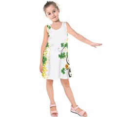 Flower Shamrock Green Gold Kids  Sleeveless Dress