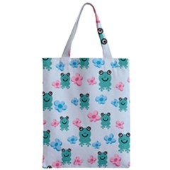 Frog Green Pink Flower Zipper Classic Tote Bag by Mariart