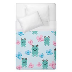 Frog Green Pink Flower Duvet Cover (single Size) by Mariart