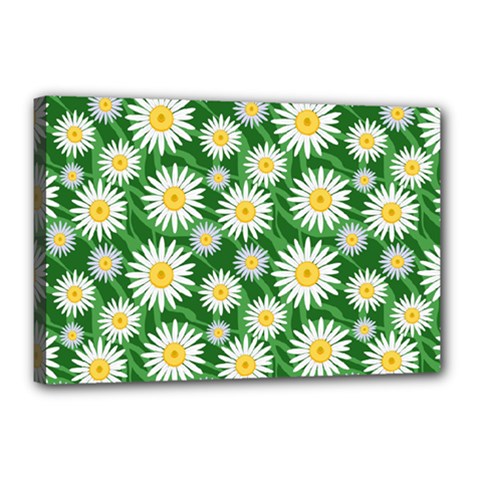Flower Sunflower Yellow Green Leaf White Canvas 18  X 12  by Mariart
