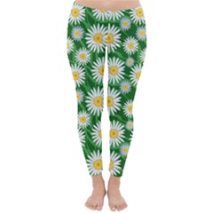 Flower Sunflower Yellow Green Leaf White Classic Winter Leggings