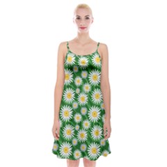 Flower Sunflower Yellow Green Leaf White Spaghetti Strap Velvet Dress