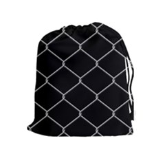 Iron Wire White Black Drawstring Pouches (extra Large) by Mariart