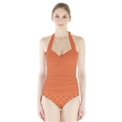 Heart Orange Love Halter Swimsuit by Mariart