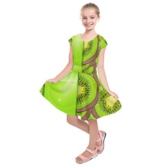 Fruit Slice Kiwi Green Kids  Short Sleeve Dress