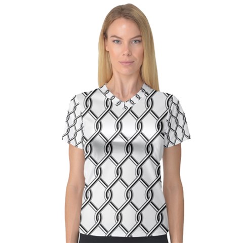 Iron Wire Black White Women s V-neck Sport Mesh Tee by Mariart