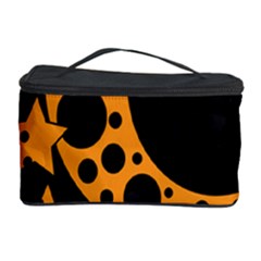 Moon Star Space Orange Black Light Night Circle Polka Cosmetic Storage Case by Mariart