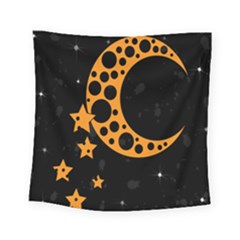 Moon Star Space Orange Black Light Night Circle Polka Square Tapestry (small) by Mariart