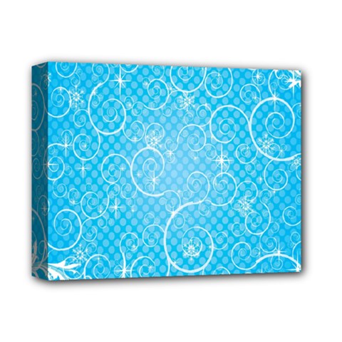 Leaf Blue Snow Circle Polka Star Deluxe Canvas 14  X 11  by Mariart