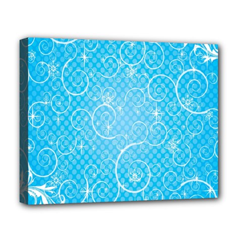 Leaf Blue Snow Circle Polka Star Deluxe Canvas 20  X 16   by Mariart
