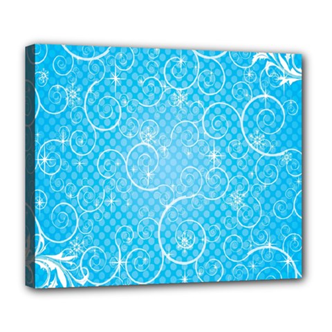 Leaf Blue Snow Circle Polka Star Deluxe Canvas 24  X 20   by Mariart