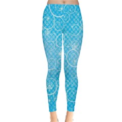 Leaf Blue Snow Circle Polka Star Leggings  by Mariart