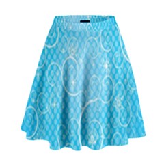 Leaf Blue Snow Circle Polka Star High Waist Skirt by Mariart