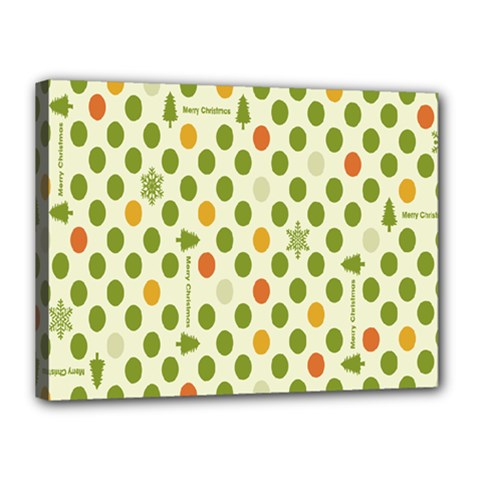 Merry Christmas Polka Dot Circle Snow Tree Green Orange Red Gray Canvas 16  X 12  by Mariart