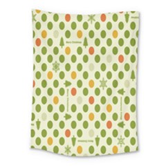 Merry Christmas Polka Dot Circle Snow Tree Green Orange Red Gray Medium Tapestry by Mariart