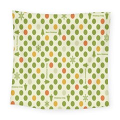 Merry Christmas Polka Dot Circle Snow Tree Green Orange Red Gray Square Tapestry (large) by Mariart