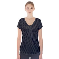 Black Pattern Dark Texture Background Short Sleeve Front Detail Top by Nexatart