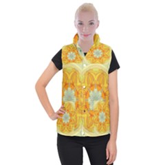 Sunshine Sunny Sun Abstract Yellow Women s Button Up Puffer Vest by Nexatart