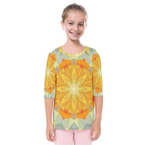 Sunshine Sunny Sun Abstract Yellow Kids  Quarter Sleeve Raglan Tee by Nexatart