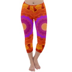 Mandala Orange Pink Bright Capri Winter Leggings  by Nexatart