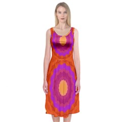 Mandala Orange Pink Bright Midi Sleeveless Dress by Nexatart