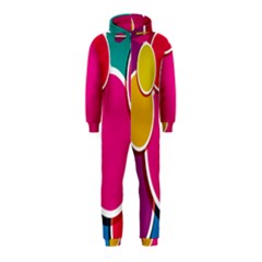 Paint Circle Red Pink Yellow Blue Green Polka Hooded Jumpsuit (kids)