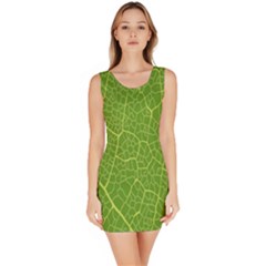 Green Leaf Line Sleeveless Bodycon Dress