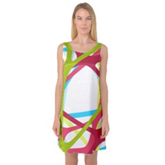 Nets Network Green Red Blue Line Sleeveless Satin Nightdress