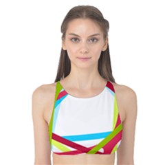 Nets Network Green Red Blue Line Tank Bikini Top by Mariart