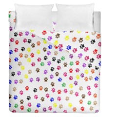 Paw Prints Dog Cat Color Rainbow Animals Duvet Cover Double Side (queen Size) by Mariart