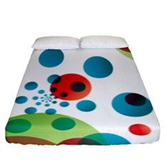 Polka Dot Circle Red Blue Green Fitted Sheet (king Size)