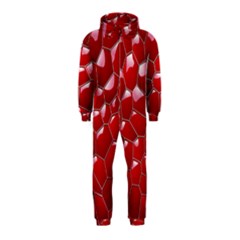 Plaid Iron Red Line Light Hooded Jumpsuit (kids) by Mariart