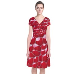 Plaid Iron Red Line Light Short Sleeve Front Wrap Dress by Mariart