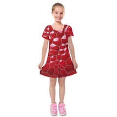 Plaid Iron Red Line Light Kids  Short Sleeve Velvet Dress by Mariart