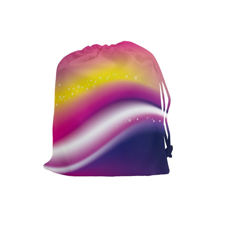 Rainbow Space Red Pink Purple Blue Yellow White Star Drawstring Pouches (Large) 