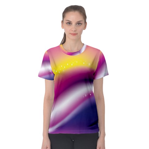 Rainbow Space Red Pink Purple Blue Yellow White Star Women s Sport Mesh Tee by Mariart