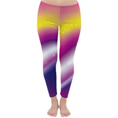 Rainbow Space Red Pink Purple Blue Yellow White Star Classic Winter Leggings by Mariart