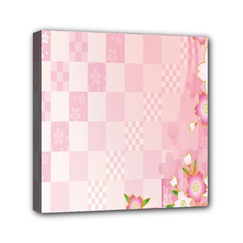 Sakura Flower Floral Pink Star Plaid Wave Chevron Mini Canvas 6  X 6 