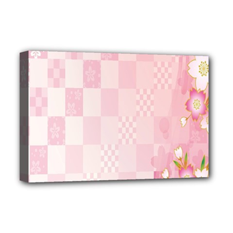 Sakura Flower Floral Pink Star Plaid Wave Chevron Deluxe Canvas 18  X 12  