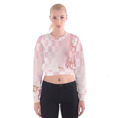 Sakura Flower Floral Pink Star Plaid Wave Chevron Cropped Sweatshirt by Mariart