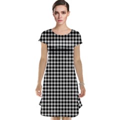 Plaid Black White Line Cap Sleeve Nightdress by Mariart