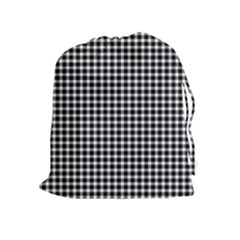 Plaid Black White Line Drawstring Pouches (extra Large) by Mariart