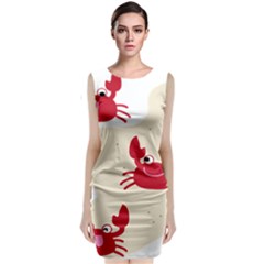 Sand Animals Red Crab Sleeveless Velvet Midi Dress