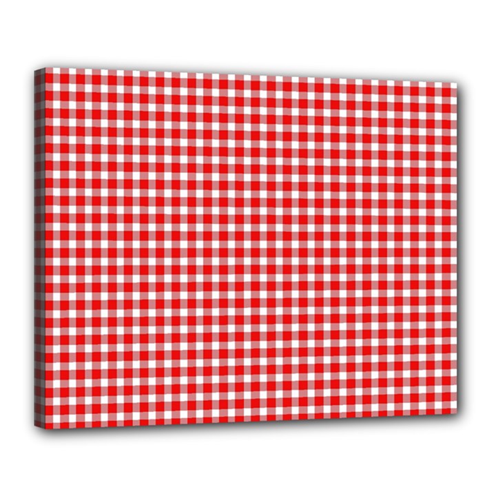 Plaid Red White Line Canvas 20  x 16 