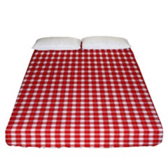 Plaid Red White Line Fitted Sheet (california King Size)