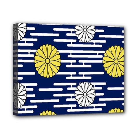 Sunflower Line Blue Yellpw Canvas 10  X 8  by Mariart